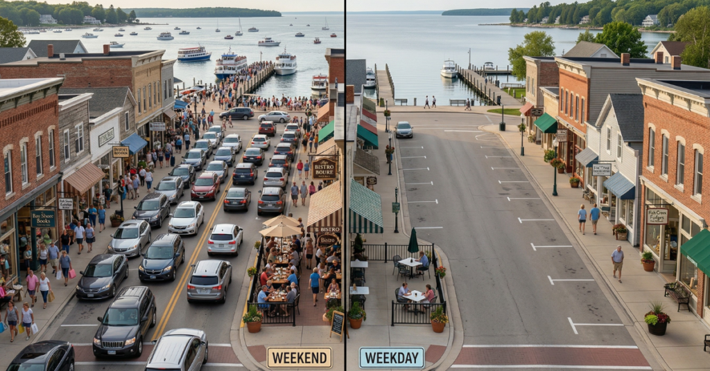 Weekend vs Weekday in Tourist Towns Door County